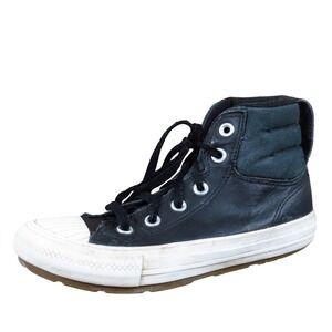Converse Chuck Taylor All Star Berkshire Boot Kids 2 Black Leather Hi-Top